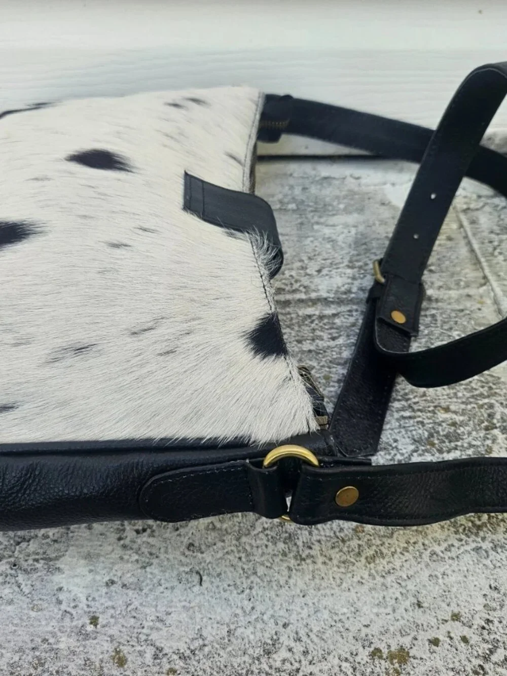 Real Fur Hair Bag Handmade Cross Body Bag Genuine Leather Shoulder Bag Purse New - Picture 5 of 12